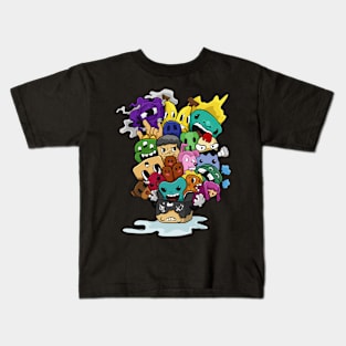 fu-cube and Freind Monster Colored Doodle Kids T-Shirt